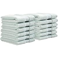 iDesign SPA Juego de 12 Mano- algodón pequeñas con Cenefa entretejida- Set Suaves para la Cara- también como Toallas de…